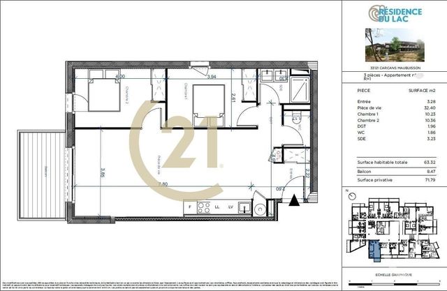 Appartement à vendre - 3 pièces - 63,32 m2 - Carcans - 33 - AQUITAINE